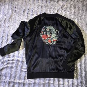 Satin Embroidered Bomber Jacket